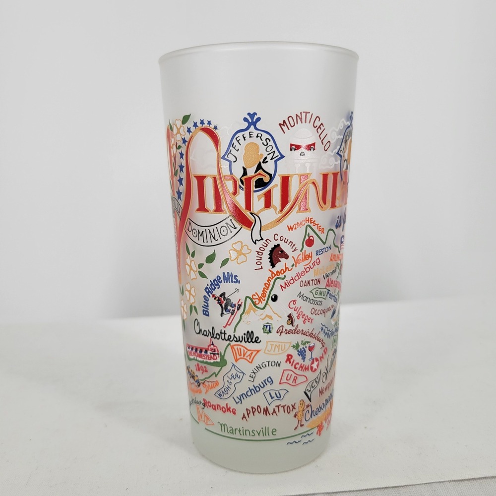 Catstudio Virginia Frosted Glass Tumbler Map Souvenir Cup Old Dominion 2011 15oz